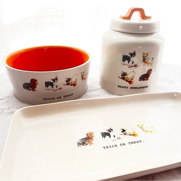 Rae Dunn Other - Dog Lover’s Halloween Collection - Water bowl, treat jar, and leash tray